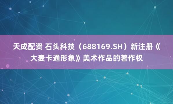 天成配资 石头科技（688169.SH）新注册《大麦卡通形象》美术作品的著作权